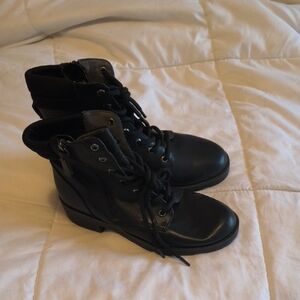 Dr. Scholl's Black Lace-Up Wedge Ankle Boots
